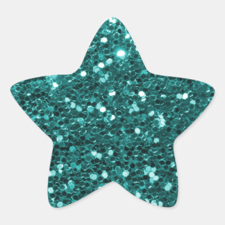 Chique Blauwgroen Faux Glitter Ster Sticker