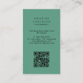 Chique Blauwgroen Groen Ombre Classic Monogram QR  Visitekaartje (Achterkant)