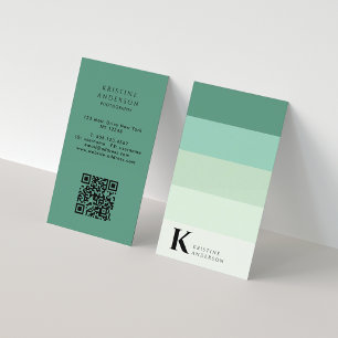 Chique Blauwgroen Groen Ombre Classic Monogram QR  Visitekaartje