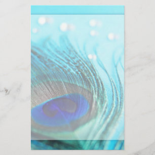 Chique Blauwgroen Pauw Juwelen Briefpapier