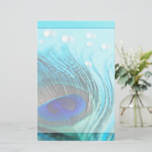 Chique Blauwgroen Pauw Juwelen Briefpapier (Staand voorkant)