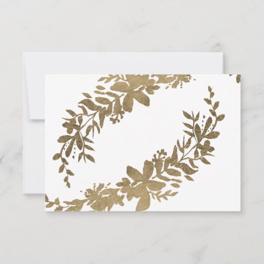 Chique blauwgroen script Floral bladgoud rsvp brui Kaart (Achterkant)