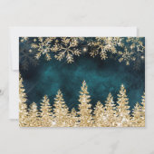 Chique blauwgroen Winter gouden sneeuwdennen bruil Bedankkaart (Achterkant)