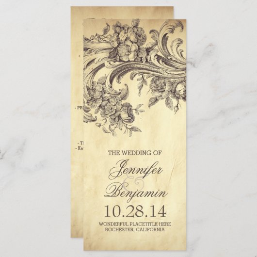 Chique bloeien bruiloft programma's (Voorkant / Achterkant)