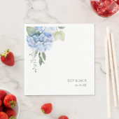 Chique Bloemen Blauw Hydrangea Bruiloft Wit Servet (Insitu)