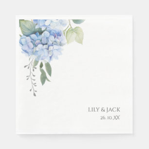 Chique Bloemen Blauw Hydrangea Bruiloft Wit Servet