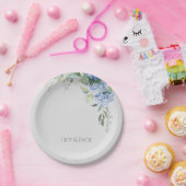 Chique Bloemen Blauw Hydrangea Evenement Bruiloft Papieren Bordje (Feest)