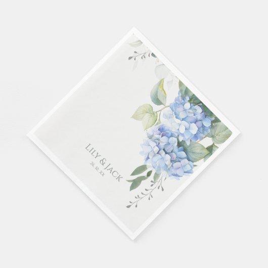 Chique Bloemen Blauw Hydrangea Evenement Bruiloft Servet (Hoek)