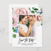 Chique Bloemen Boeket met Script Save the Date Uitnodiging Briefkaart (Voorkant / Achterkant)