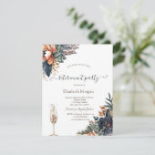 Chique bloemen, champagneglas pensioen kaart (Staand voorkant)