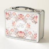 Chique  Bloemen Damast Monogram Lunchbox (Achterkant)