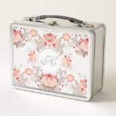 Chique  Bloemen Damast Monogram Lunchbox (Voorkant)