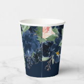 Chique Bloemen | Donker marineblauw en blozend roz Papieren Bekers (Rechts)