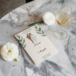 Chique Bloemen Moderne Minimalistische Huwelijksui Feestdagenkaart