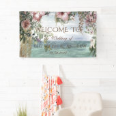Chique bloemen oceaan bruiloft banner (Insitu)