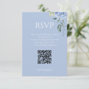 Chique Bloemen Stoffig Blauw Hydrangea Bruiloft RS Informatiekaartje