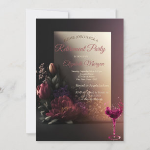 Chique Bloemen,Wijn Glas Pensioen Part  Kaart