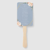 Chique bloemenblush goud stoffig blauw bruiloft pr handwaaier (Achterkant)
