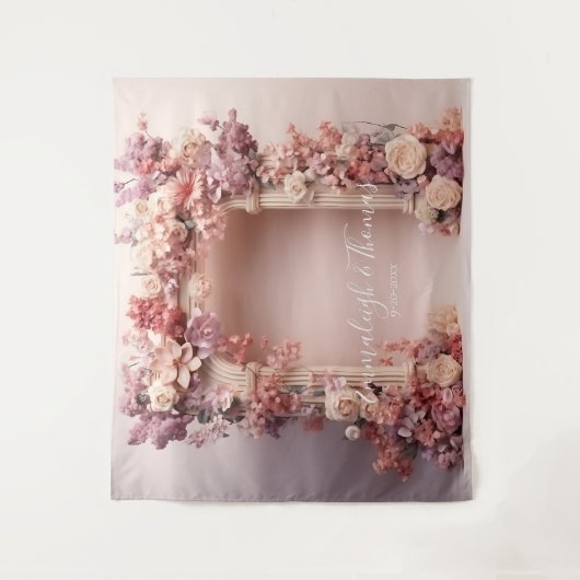 Chique bloemenboog bruiloft achtergrond wandkleed (Voorkant)