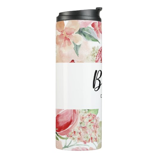 Chique bloemenbruid monogram bruids bruiloft thermosbeker (Gedraaid links)