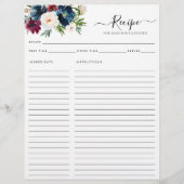 Chique bloemenmarine blauw bordeaux rood keukenrec (Voorkant)