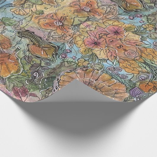 chique bloementuin Waterverf schilderij Cadeaupapier (Hoek)