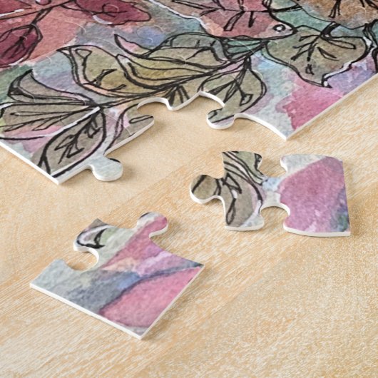 chique bloementuin Waterverf schilderij Legpuzzel (Zijkant)