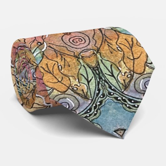  chique bloementuin Waterverf schilderij Stropdas (Opgerold)