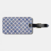 Chique bloemenvaas Blauwe chinoiserie toile monogr Bagagelabel (Achterkant horizontaal)