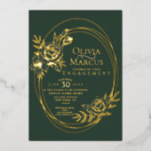 Chique bloemrijke rozenkrans trouw folie uitnodigi folie uitnodiging (Voorkant)