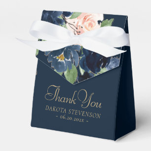 Chique Blooms Donker Romantisch Navy Blue en Blu Bedankdoosjes