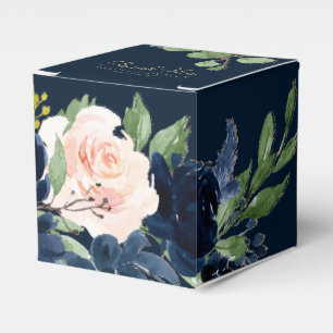 Chique Blooms Donker Romantisch Navy Blue en Blu Bedankdoosjes