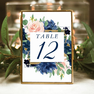 Chique Blooms   Navy Blue en Blush Floral krans Kaart