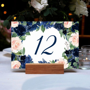 Chique Blooms Navy Blue en Blush Pink Floral Kaart