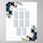 Chique Blooms | Navy en Blush Bloemen Zitkaarten Poster (Voorkant)