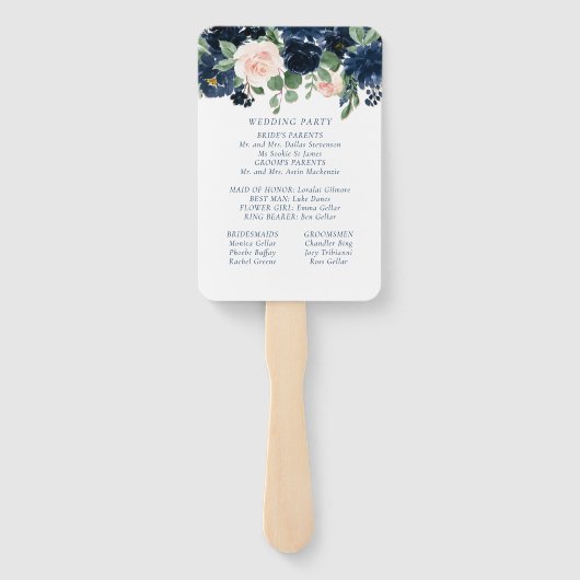 Chique Blooms | Programma Marine Blue en Blush Gar Handwaaier (Achterkant)