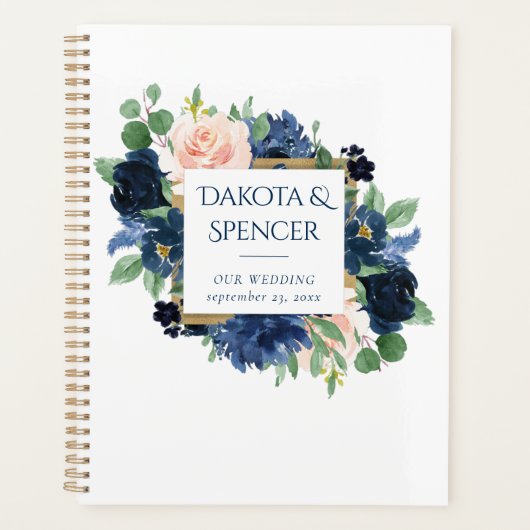 Chique Blooms | Romantische Marine en Blush Patter Planner (Voorkant)