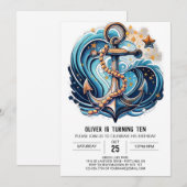 Chique Blue Ocean Verjaardag Kaart (Voorkant / Achterkant)