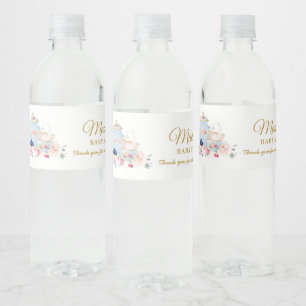 Chique Blush Bloemachtig High Tea Feestje Meisje B Waterfles Etiket