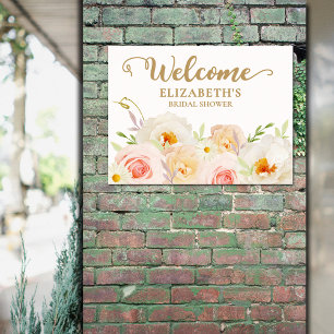 Chique Blush Bloemachtige Bruiloft Feest Welkom Poster