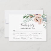 Chique Blush Bloemen Bruiloft Maaltijd Keuze RSVP (Voorkant)