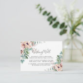 Chique Blush Bloemen Eucalyptus Bruiloft Wishing W Informatiekaartje (Staand voorkant)