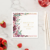 Chique Blush Bloemen Strepen & Goud Monogram Bruil Servet (Insitu)