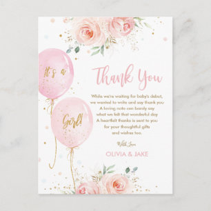 Chique Blush Bloemenen Ballonnen Baby Shower Bedan Briefkaart