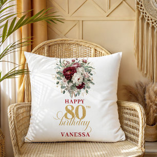 Chique Blush Burgundy 80e Verjaardag Kussen