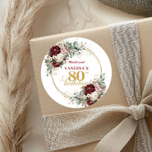 Chique Blush Burgundy 80ste Verjaardag Stickers