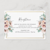 Chique Blush Dusty Roze Bloemen Bruiloft Receptie Informatiekaartje (Voorkant)