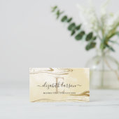 Chique Blush Monogram Glitter Marmer Agaat Visitekaartje (Staand voorkant)