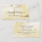Chique Blush Monogram Glitter Marmer Agaat Visitekaartje (Voorkant / Achterkant)