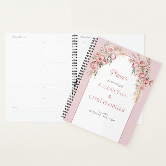 Chique blush pampas boho arch eucalyptus planner (Display)